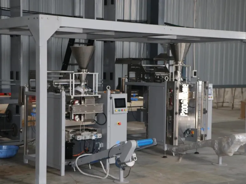 Snack packing machines inside the factory
