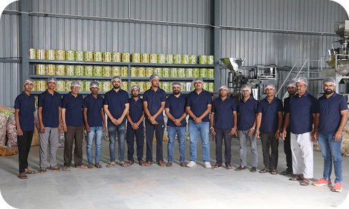 Snack production team photo inside Launch My Brand’s certified factory.