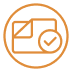 Launch My Brand (LMB) design approval icon – design proof with check mark illustration