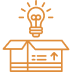 Launch My Brand (LMB) packaging idea submission icon – light bulb and box illustration